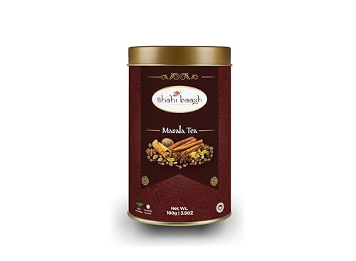 Shahi Baagh Indian Masala Tea | 50gm | 50 cups | Airtight Tin | Strong & Aromatic Chai with Authentic Spices | Boosts Immunity & Digestion | Natural, Moderate Caffeine, Gluten-Free