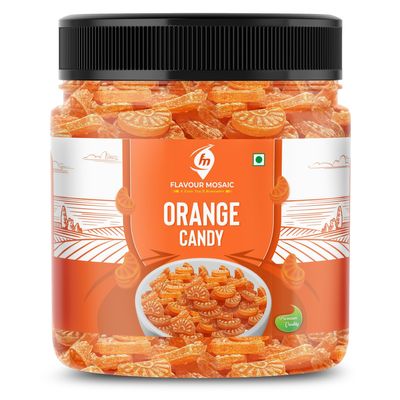 FLAVOUR MOSAIC Orange Candy | 400g | Orange Flavoured Mouth freshener | Mukhwas | Tasty & Dry Candy