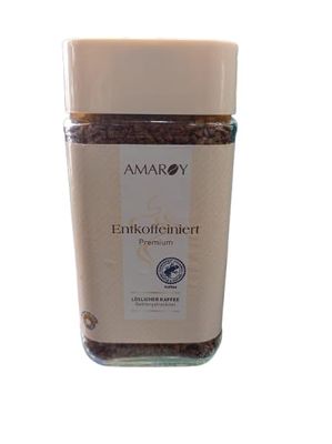 AMAROY DECAFFEINATED PREMIUM SOLUBLE INSTANT COFFEE FREEZE DRIED 100G