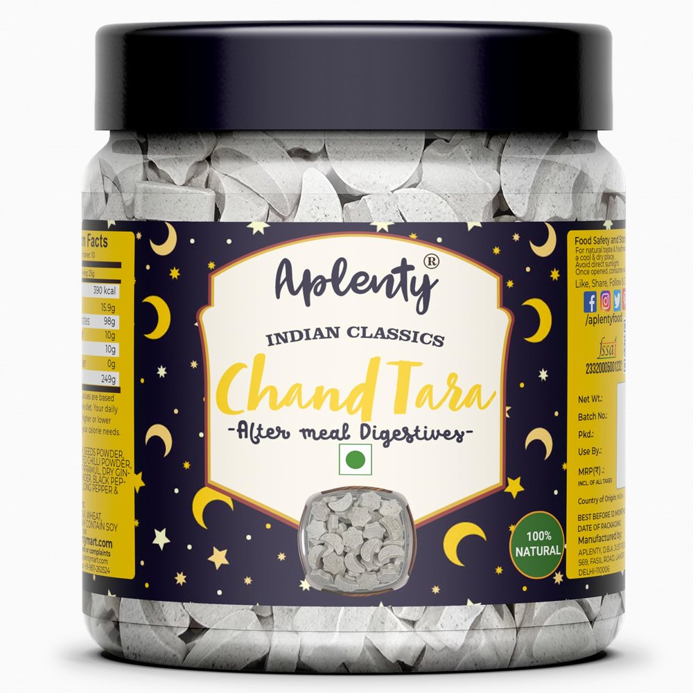 Aplenty Chand Sitara Churan Candy Sweet and Sour Digestive Goli Moon and Star Shape Khatti Meethi Mouth Freshener for Kids and Adults 100g
