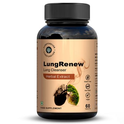 CUREFOREVER LungRenew Herbal Wellness Tablets | With Quercetin, Grape Seed, Ginger, Echinacea & Licorice | Plant-Based Formula for Daily Vitality & Urban Lifestyle Support 60 Vegan Tablets