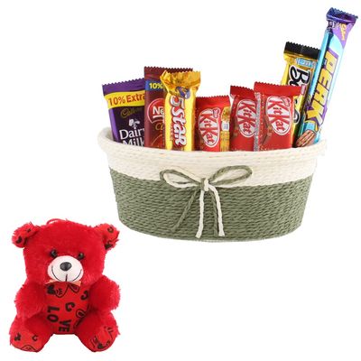 SFU E Com Beautiful Festival Chocolate Gift Hamper | Valentine Teddy Bear With Chocolate Combo | Valentine Chocolate Hamper | 328