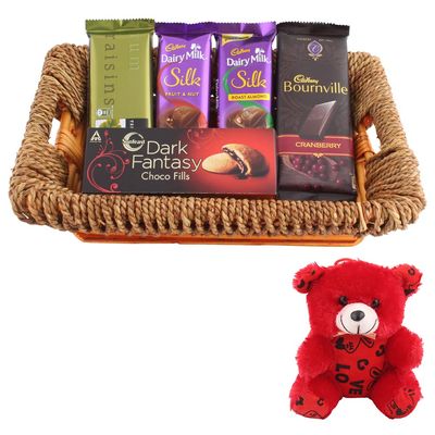 SFU E Com Bournville And Temptations Chocolate Gift Combo | Valentine Teddy Bear With Chocolate Combo | Valentine Chocolate Hamper | 478