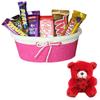 SFU E Com 7 Pieces Chocolate Hamper With Lovely Tie Basket | Valentine Teddy Bear With Chocolate Combo | Valentine Chocolate Hamper | 126 view 1