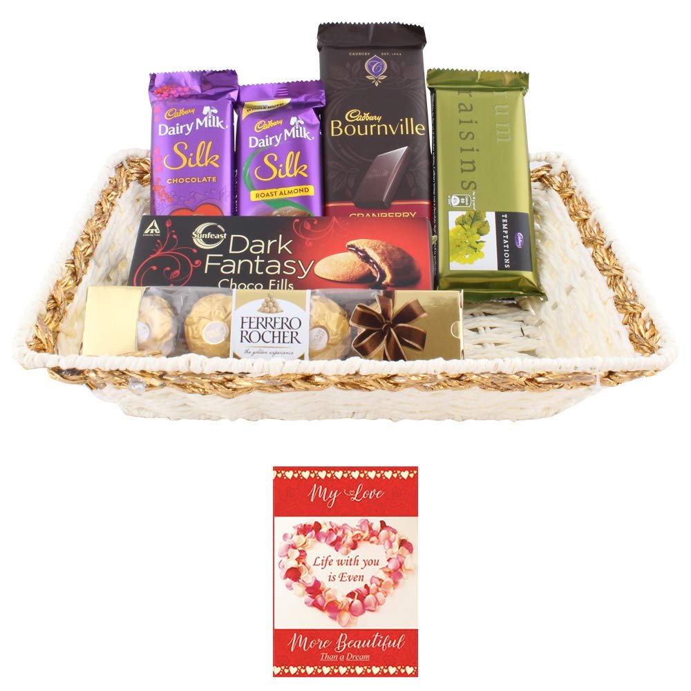 SFU E Com All In One Chocolate Gift Basket Hamper | Valentine Chocolate With Love Greeting Card | Valentine Chocolate Hamper | 520