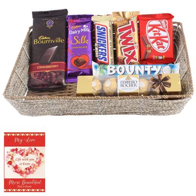 SFU E Com Almond And Coconut Chocolates Gift Hamper | Valentine Chocolate With Love Greeting Card | Valentine Chocolate Hamper | 430