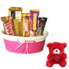 SFU E Com Attractive Chocolate Hamper With Attractive Tie Basket | Valentine Teddy Bear With Chocolate Combo | Valentine Chocolate Hamper | 094 view 1