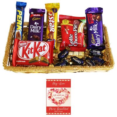 SFU E Com Attractive Chocolate Gift Hamper | Valentine Chocolate With Love Greeting Card | Valentine Chocolate Hamper | 166