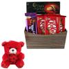 SFU E Com Beautiful Chocolate Combo With Wooden Basket | Valentine Teddy Bear With Chocolate Combo | Valentine Chocolate Hamper | 1011 view 1