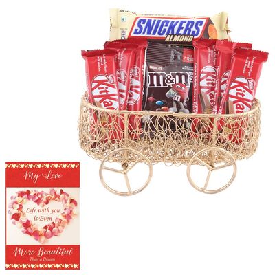 SFU E Com All The Way Chocolate Gift Basket | Valentine Chocolate With Love Greeting Card | Valentine Chocolate Hamper | 965