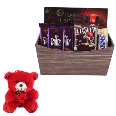 SFU E Com Beautiful Loaded Chocolate Basket Hamper | Valentine Teddy Bear With Chocolate Combo | Valentine Chocolate Hamper | 893