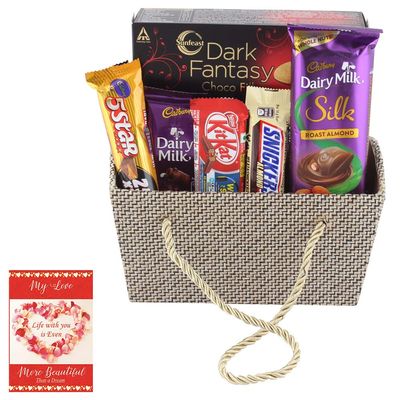 SFU E Com Almond Chocolate Gift Hamper | Valentine Chocolate With Love Greeting Card | Valentine Chocolate Hamper | 811
