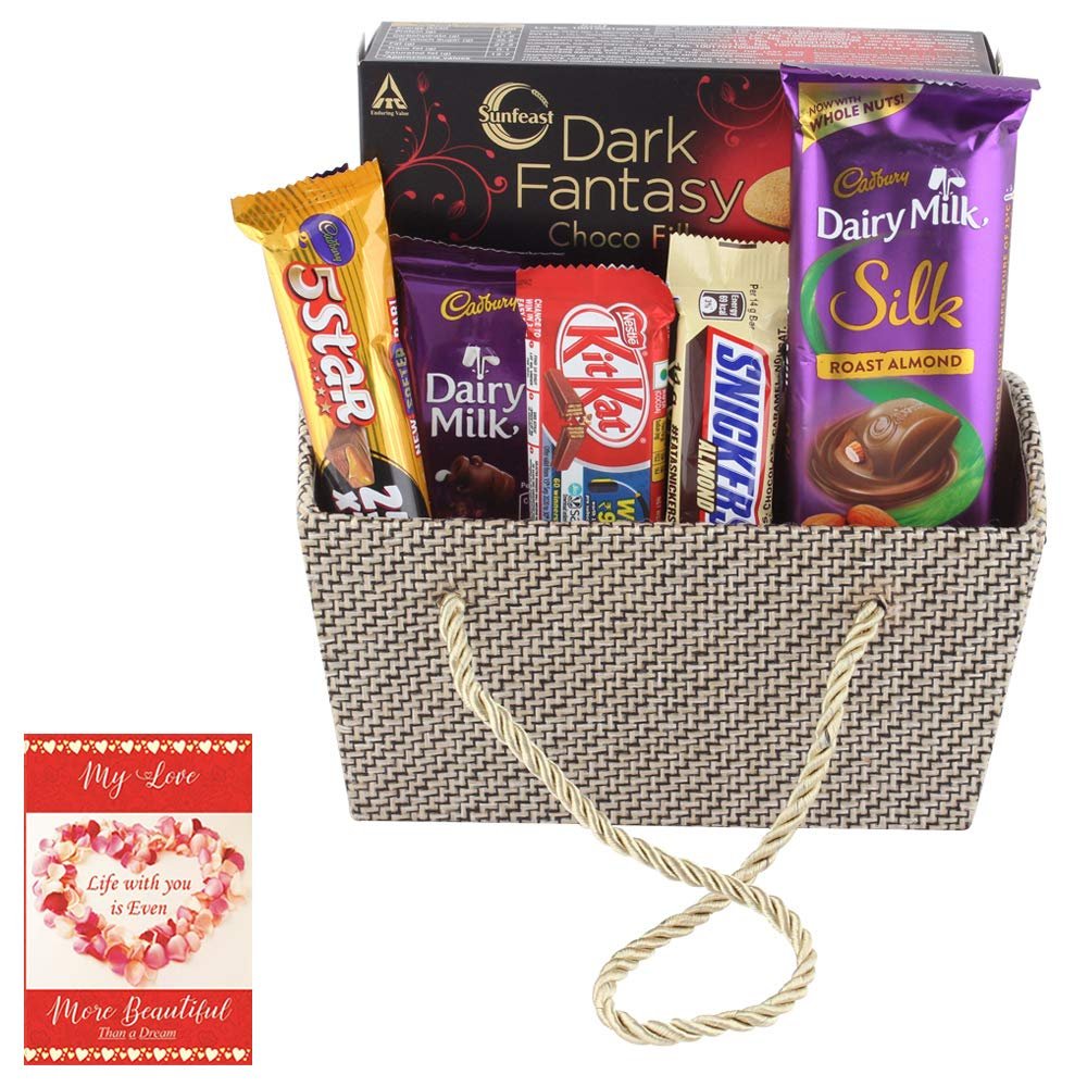 SFU E Com Almond Chocolate Gift Hamper | Valentine Chocolate With Love Greeting Card | Valentine Chocolate Hamper | 811