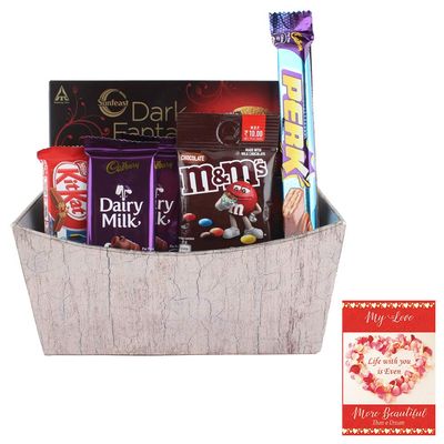 SFU E Com Attractive Handmade Basket With Chocolates | Valentine Chocolate With Love Greeting Card | Valentine Chocolate Hamper | 901