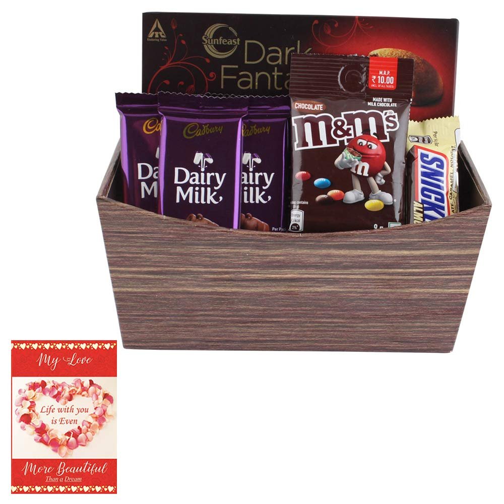SFU E Com Beautiful Loaded Chocolate Basket Hamper | Valentine Chocolate With Love Greeting Card | Valentine Chocolate Hamper | 893