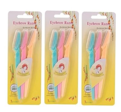 ColorStock Flawless and Reusable Eyebrows Razor for Instant Painless Hair Remove (Pack of 3, Each 3 PCS)|For Eyebrows, Upper Lip, Forehead, Peach Fuzz, Chin and Sideburns Dermaplaning Tool