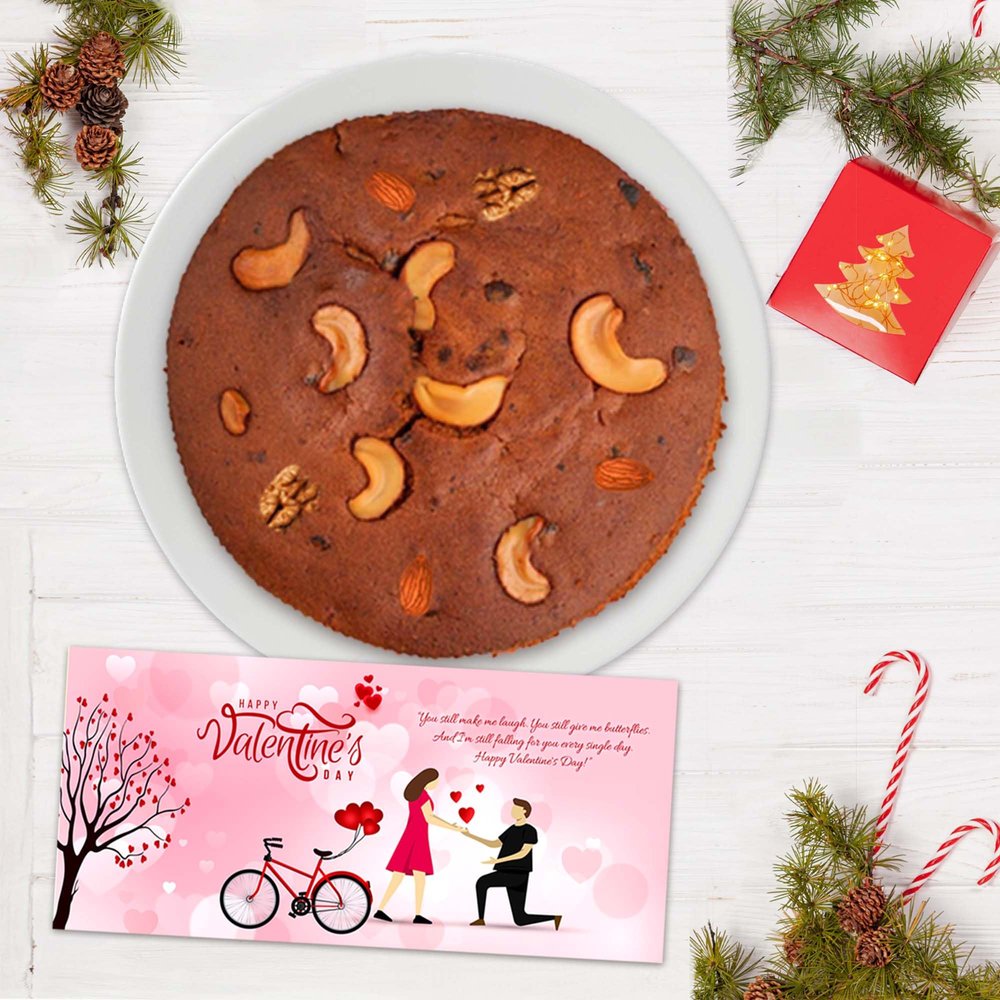 WINNI - Deluxe Mix Nuts Plum Cake + Gift Card Combo Pack | Handmade Eggless Plum Cake With Rich Dry Fruits & Nuts Gift For Birthday, Anniversary, Valentine, Wife, Husband, Girlfriend, Boyfriend, Kids, Girls, Boys | Ideal Return Gift Box