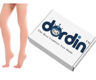 Dordin Cotton Compression Stockings For Varicose Veins|For Men & Women | Thigh Length | Class 2 (XXL)