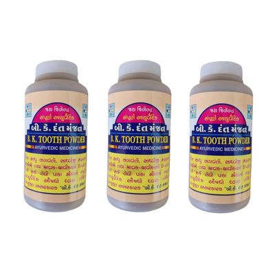 BK Dant Manjan Tooth Powder 50 Gram Bottle, Bad Breath, Teeth Whitening Ayurbedic Powder full with herbs for your teeth and oral care (Pack of 3)