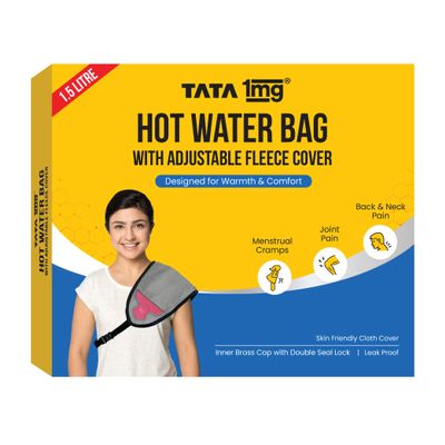1MG Tata Hot Water Bag with Fleece Belt (Red,1.5l)