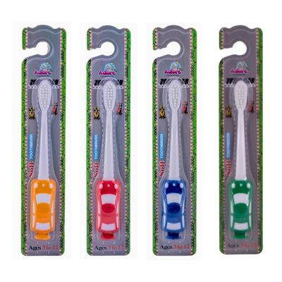 Adore Zoom Car Kids Soft Bristles Toothbrush Pack of 4 (Multicolor, Pack Of 4)
