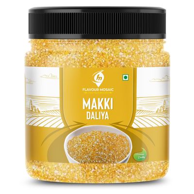 FLAVOUR MOSAIC Makka Daliya | 1.2Kg | Maize Daliya | Corn Daliya | Makke Ka Daliya | Khichdi Daliya | Natural And Fresh (Pack of 3, 400gm each)