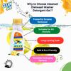 Cleansol Dishwash Washer Detergent Gel Liquid Dishwashing  Powerful Grease & Oil Remover | pH-Balanced, Gentle on Hands & LABSA-Free | Safe for Utensils, Crockery & Glassware  250ml view 3