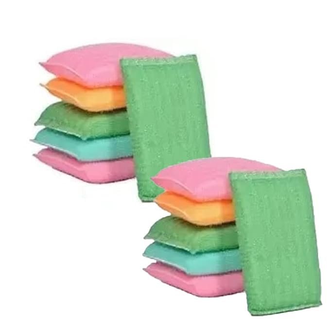 Foam Pad Sponge Scrubber for Kitchen Long Lasting Stain Removal Scrubber for Dish Wash (Pack of 6)