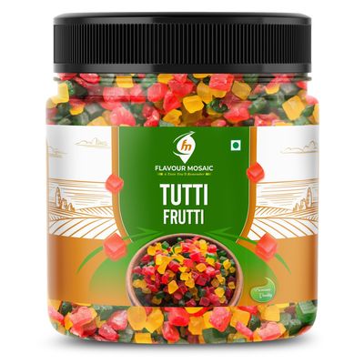 FLAVOUR MOSAIC Tutti Fruti | 400gm | For Cakes, Cookies/Icecream Decoration | Cherries | Mix Tutti Frutti Multicolor | Delicious & Tasty