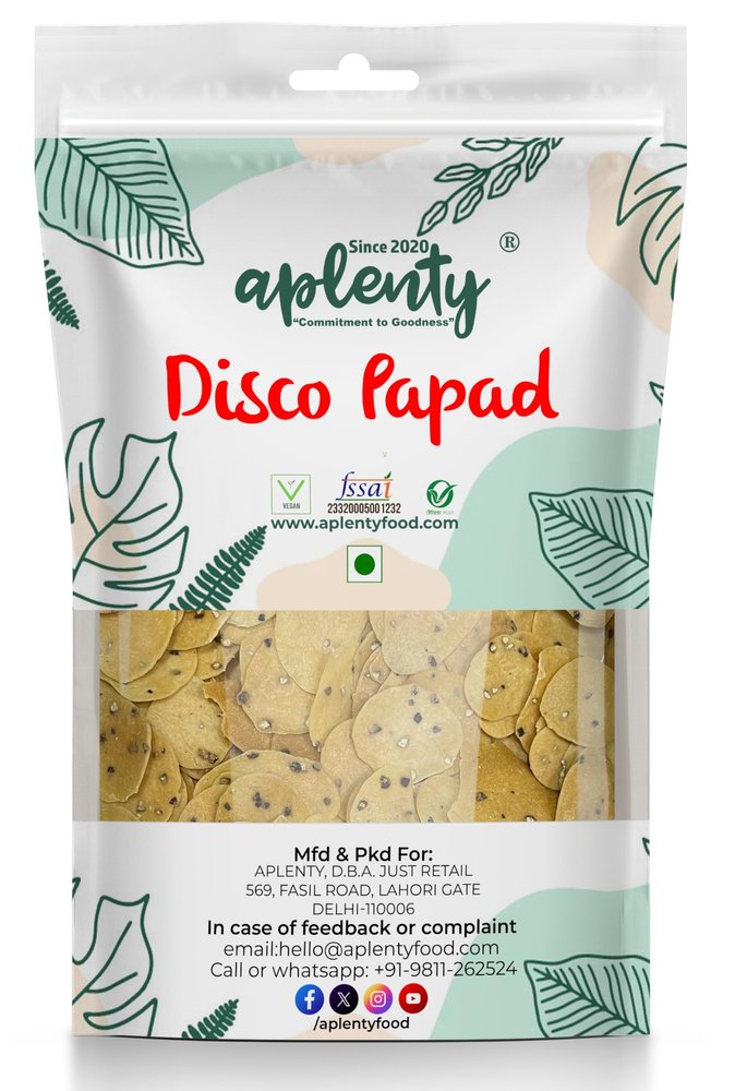 Aplenty Disco Papad | Crunchy Mini Paapad | Urad Small Papad | Rajasthani Flavor Disco Papd | Coin Size Mini Urad Papaad (400g)