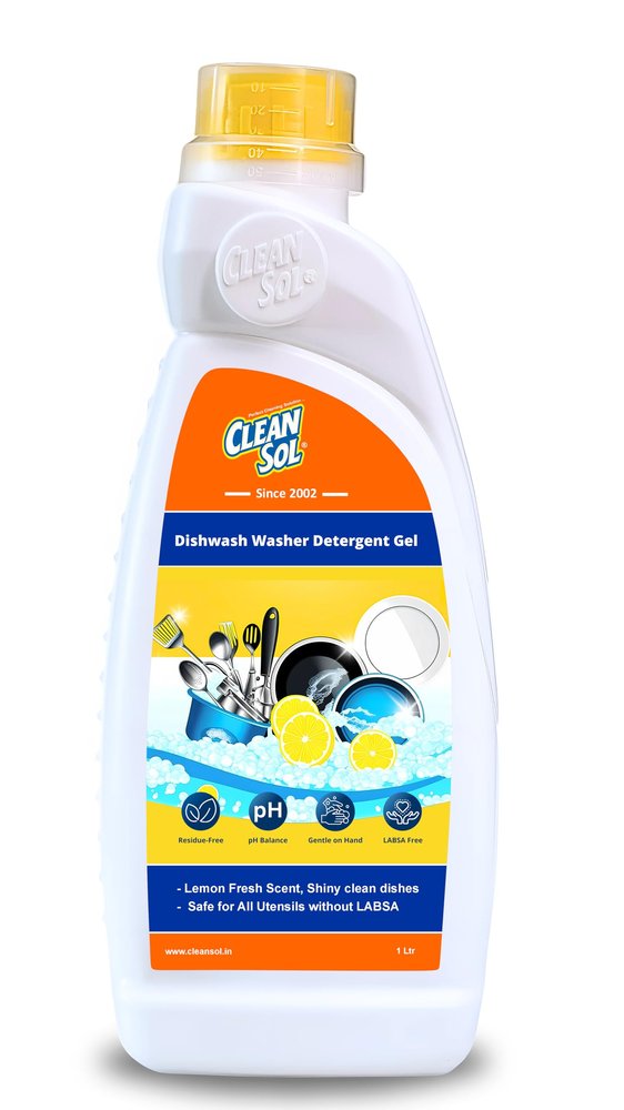 Cleansol Dishwash Washer Detergent Gel Liquid Dishwashing Powerful Grease & Oil Remover | pH-Balanced, Gentle on Hands & LABSA-Free | Safe for Utensils, Crockery & Glassware 1 Ltr