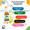 Cleansol Dishwash Washer Detergent Gel Liquid Dishwashing  Powerful Grease & Oil Remover | pH-Balanced, Gentle on Hands & LABSA-Free | Safe for Utensils, Crockery & Glassware  1 Ltr view 3