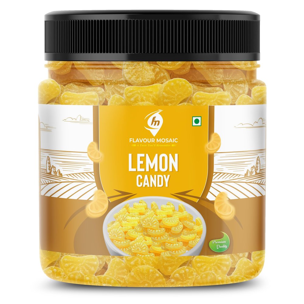 FLAVOUR MOSAIC Lemon Candy | 400g | Khatti methi nimbu goli | Refreshing Mouth Freshener | Sweet & Tangy Lemon Flavor | Ideal for All Ages & Anytime Snacking