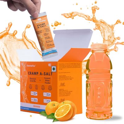 Cramp A-salt Electrolyte Mix | Sodium, Potassium, Magnesium, Coconut Water Powder | Zero Sugar (30 Sticks, Orange)