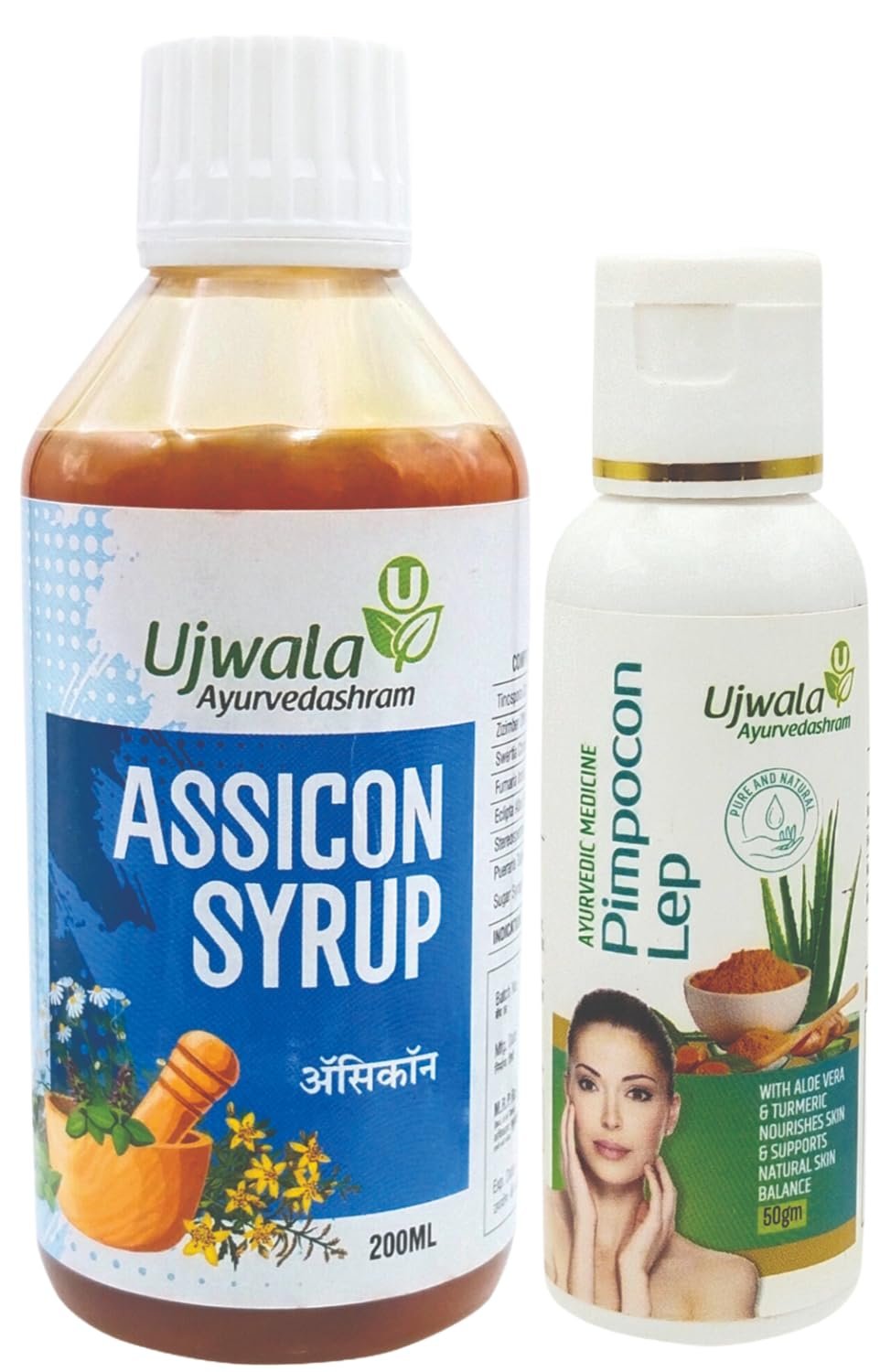 Assicon Syrup and Pimpocon Lep Combi kit I Ayurvedic Combi Kit for Pimples & Blemishes