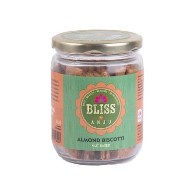 Bliss by Anju Almond Biscotti | Activated Almonds (Cleaned, Soaked & Dried) | 100% Nut-Based & Grain-Free | Vegan, Lactose-Free & Zero Cholesterol | Rich in Protein, Calcium & Magnesium | 200g
