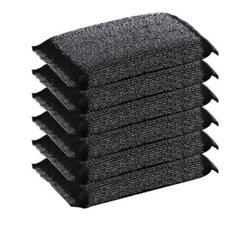 Galley Silver Power Steel Foam Scrubber (Pad) I Stainless Steel Utensil Dish Wash I Sponge Wool Scrubber with Loops for Tough Stains I Black Steel Scrubber Pad Pack of 20.