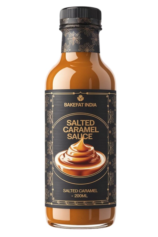 Bakefat India Salted Caramel Sauce - 200ml | Gourmet Dessert Topping | Rich and Creamy Flavor | Perfect for Baking & Drizzling