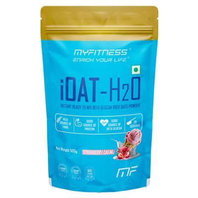 Oats Powder | iOat H2O | Instant Ready To Mix Beta Glucan Rich Flavoured Oats Powder | Breakfast Cereals (500g (Pack Of 1), Strawberry Crme)
