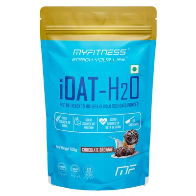 Oats Powder | iOat H2O | Instant Ready To Mix Beta Glucan Rich Flavoured Oats Powder | Breakfast Cereals (500g (Pack Of 1), Chocolate Brownie)