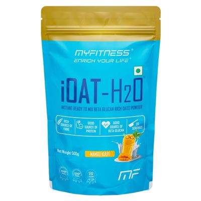 Oats Powder | iOat H2O | Instant Ready To Mix Beta Glucan Rich Flavoured Oats Powder | Breakfast Cereals (500g (Pack Of 1), Mango Kulfi)