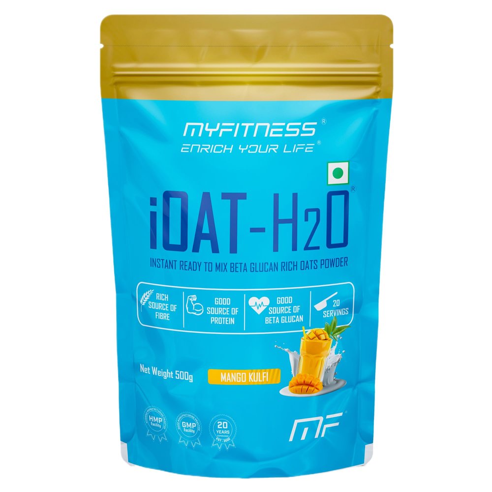 Oats Powder | iOat H2O | Instant Ready To Mix Beta Glucan Rich Flavoured Oats Powder | Breakfast Cereals (500g (Pack Of 1), Mango Kulfi)