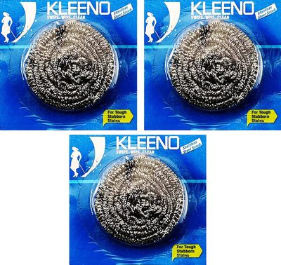 Cello Kleeno Stainless Steel Small Scrub Pad Silver ( Pack of 3 )