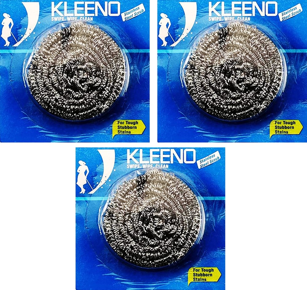 Cello Kleeno Stainless Steel Small Scrub Pad Silver ( Pack of 3 )