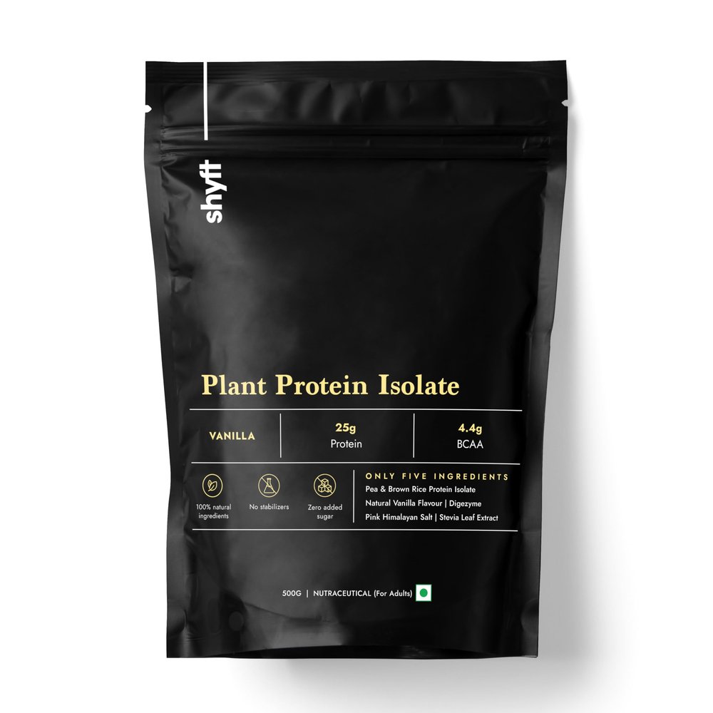 Shyft Plant Protein Isolate | Vanilla - 500g | Pea & Rice Protein | 25g Protein, 4.4g BCAA | Easy to Digest | Complete Amino Acid Profile | Just 5 Natural Ingredients | No Chemicals