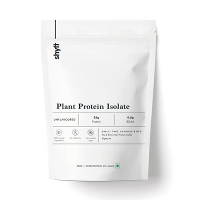 Shyft Plant Protein Isolate | Unflavoured - 500g | Pea & Rice Protein | 26g Protein, 4.6g BCAA | Easy to Digest | Complete Amino Acid Profile | Just 2 Natural Ingredients | No Chemicals