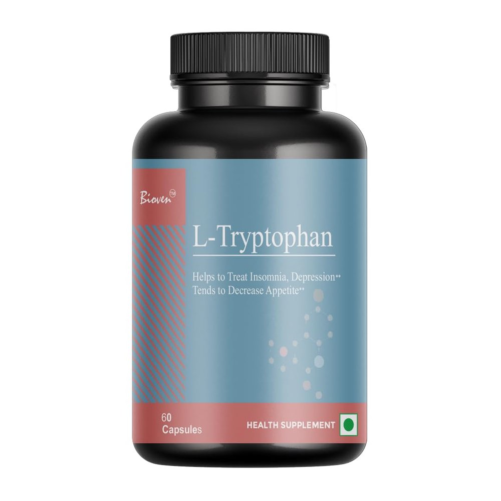 Biovencer L-Tryptophan 300mg | 60 Veg Capsules | Amino Acid Supplement for Sleep, Mood, Relaxation & Serotonin Support | Non-GMO, Vegan, Gluten-Free |