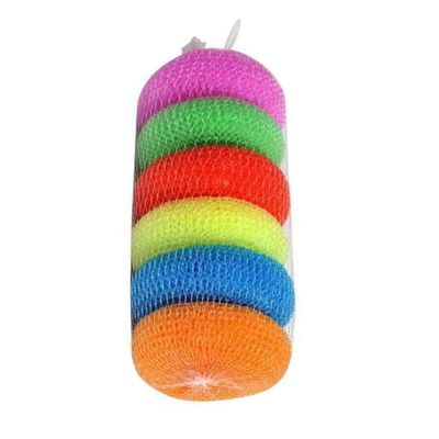 HouseKart Nylon Scrub Pads for Non-Stick Cookware, Juna Scrubber for Kitchen Bartan (Pack of 6 - Assorted Colours)