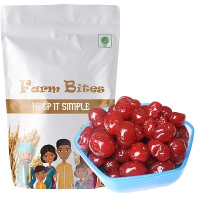 Farm Bites: Red Cherry Karonda | Candied Cherry Fruit | Sweet Preserved Cherries | Red Glace Cherries - (100 Grams)