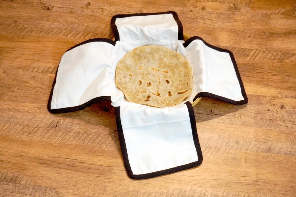 CRAZY WEAVERS Roti Cloth Wrap (PACK OF 2) - Reusable 100% Cotton, Double Layer Thick, Hot Case Wrapper with Velgrow Closure for Fresh & Warm Rotis(ORANGE)